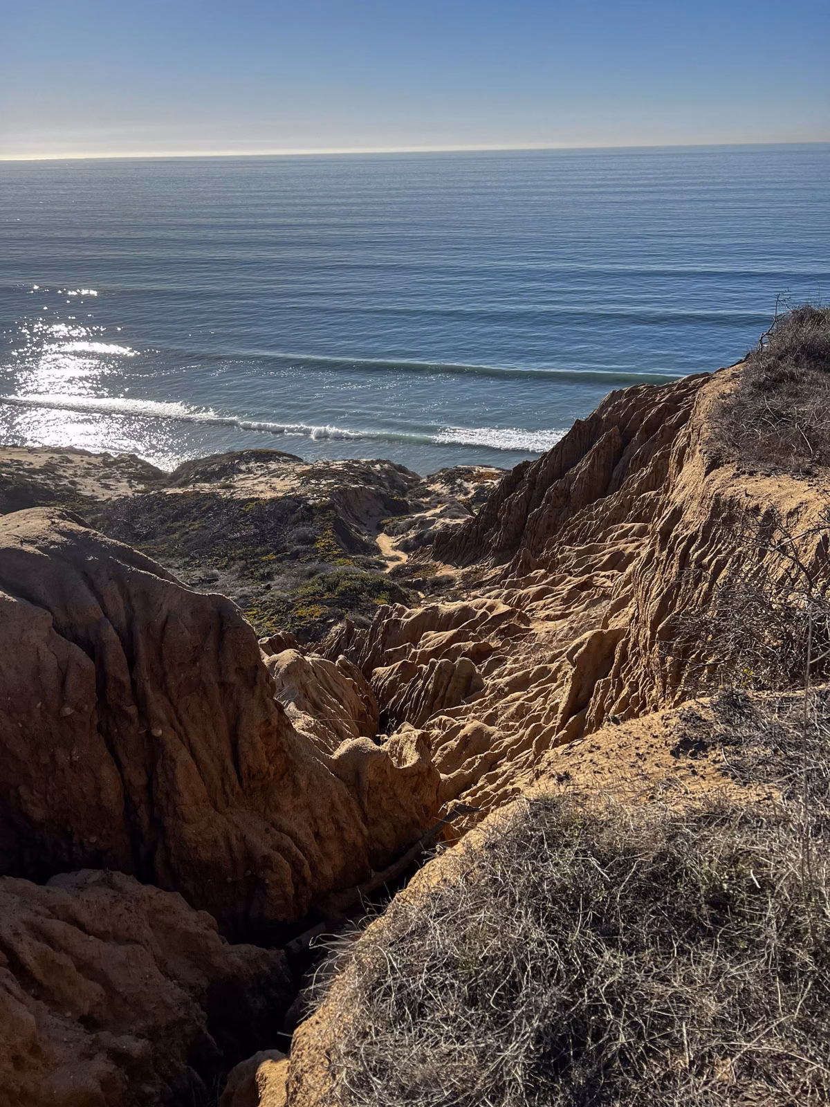 Weathered sandstone formations above the ocean
